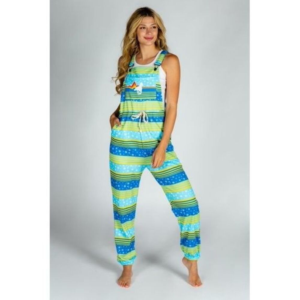 Shinesty Medium montucky pajamaralls jumpsuit unicorn pockets snowflake